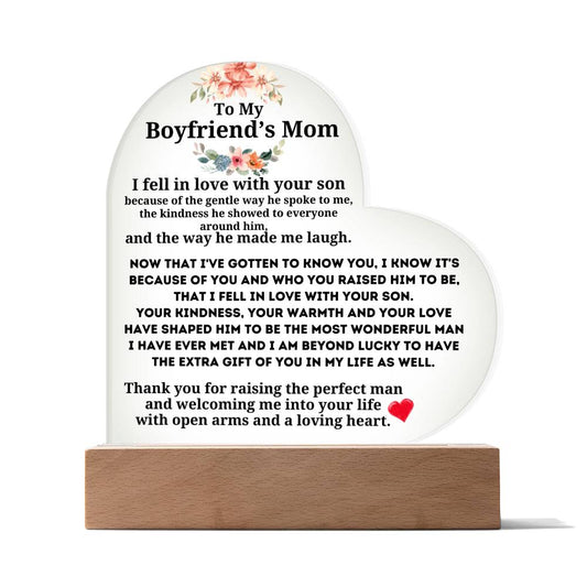 Thank you for welcoming me into your life - Boyfriend's Mom Acrylic Heart Gift