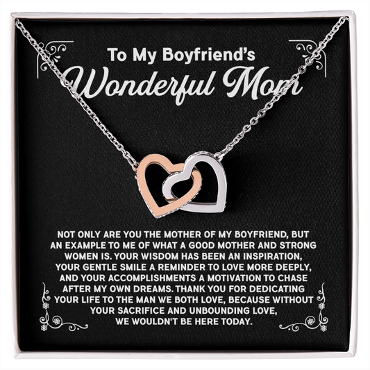 To My Boyfriend's Mom - Thank You For Dedicating Your Life To The Man We Both Love - Interlocking Heart Necklace