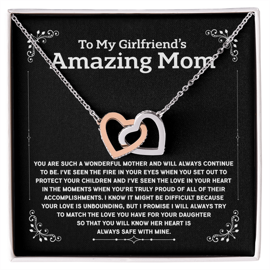 To My Girlfriend's Mom - I Promise I Will Always Try To Match The Love You Have For Your Daughter - Interlocking Heart Necklace