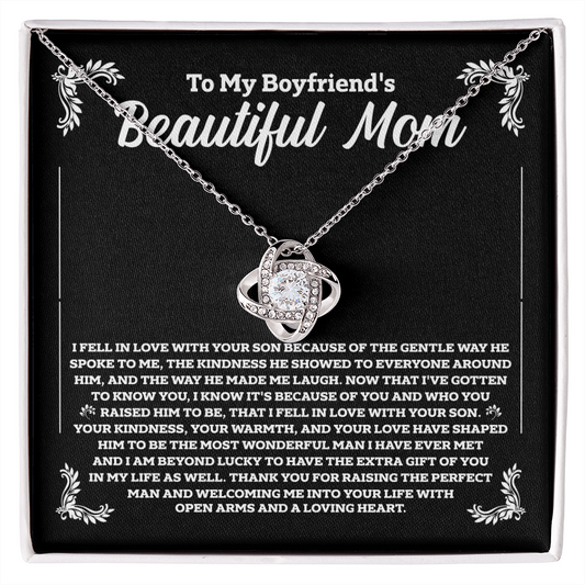 To My Boyfriend's Mom - Thank You Raising The Perfect Man - Love Knot Necklace